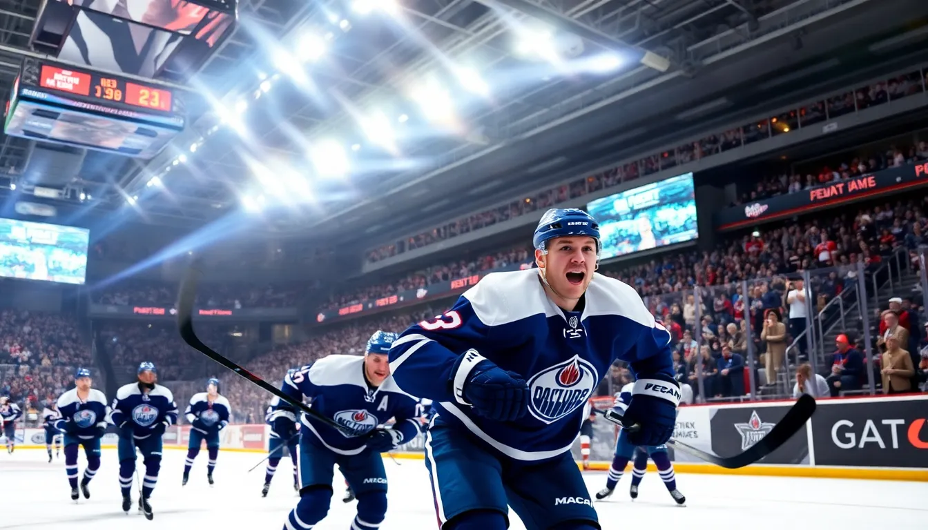 hockey players in action during a thrilling game.